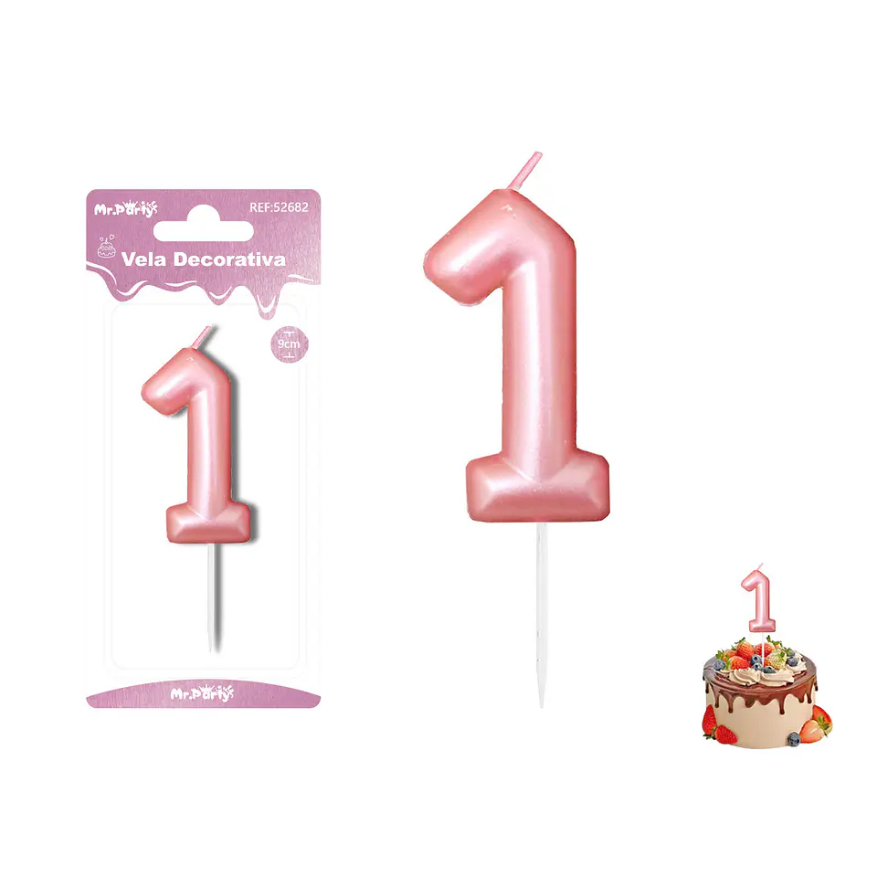 Vela de número 1 rosado 3.8*6cm 1