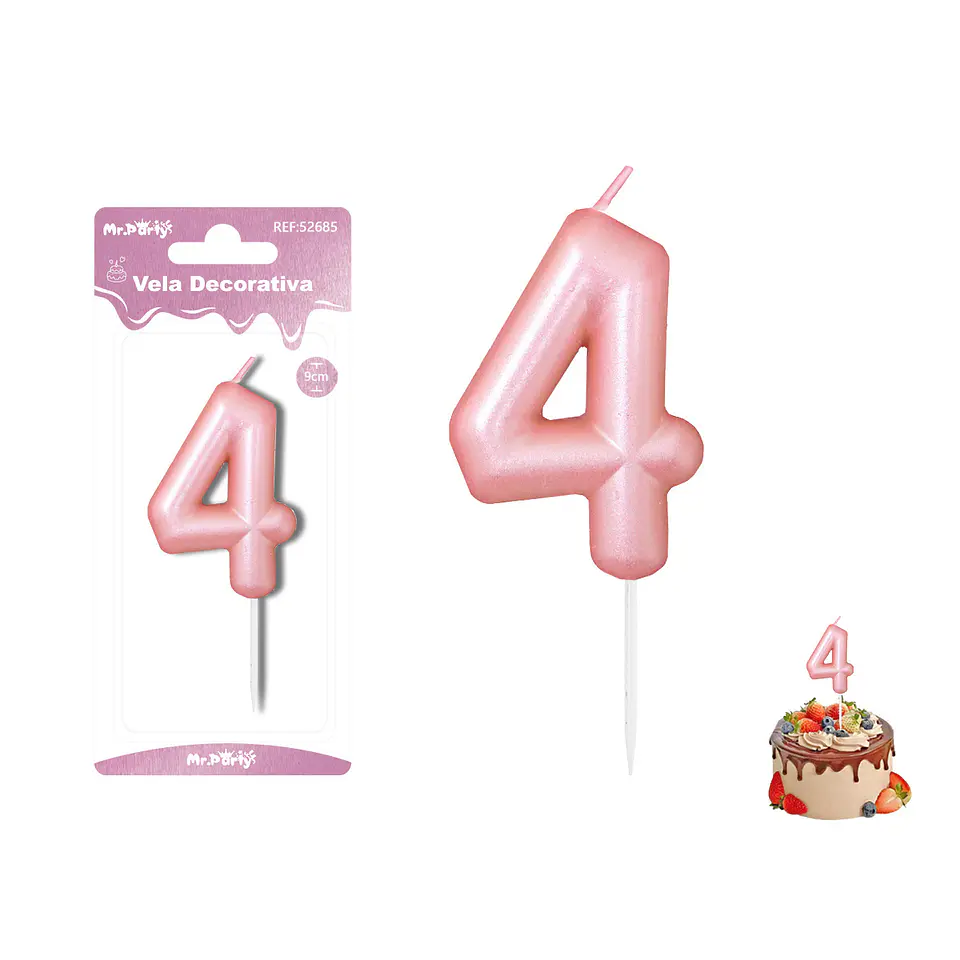 Vela de número 4 rosado 3.8*6cm 1