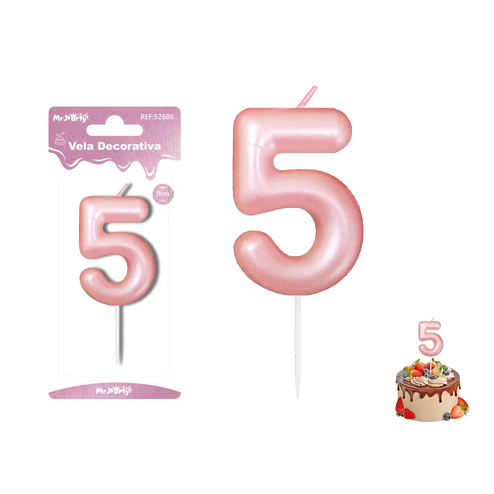 Vela de número 5 rosado 3.8*6cm 1