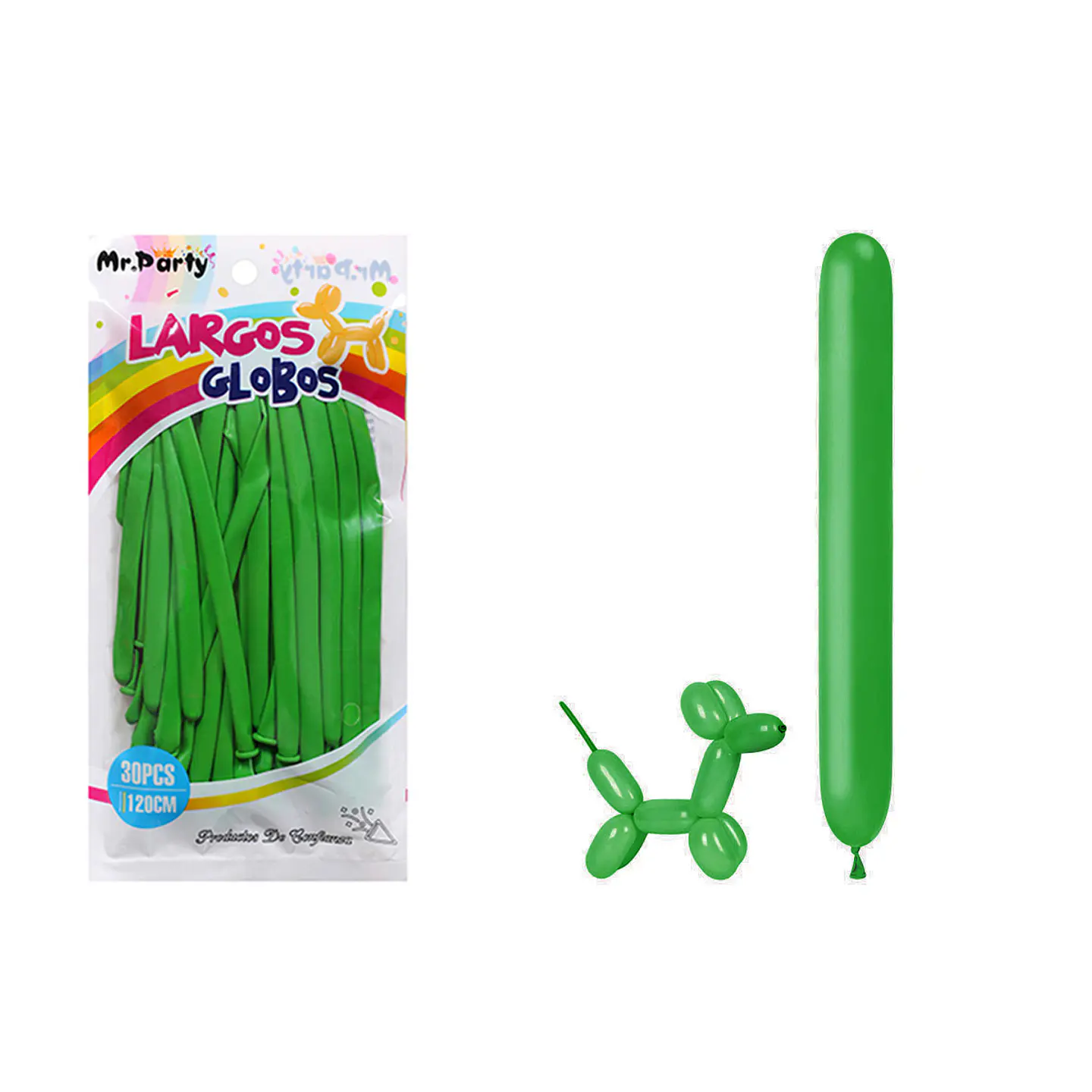 Globos largos verde 120cm 30pcs 1