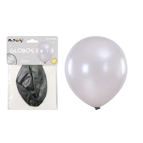 Globos de látex perlado plateado 45cm