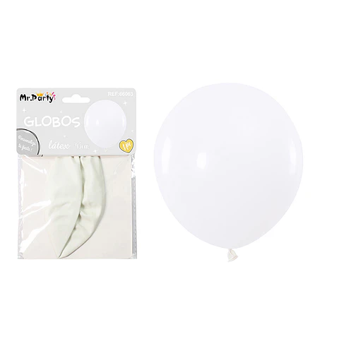 Globos de látex blanco mate 45cm