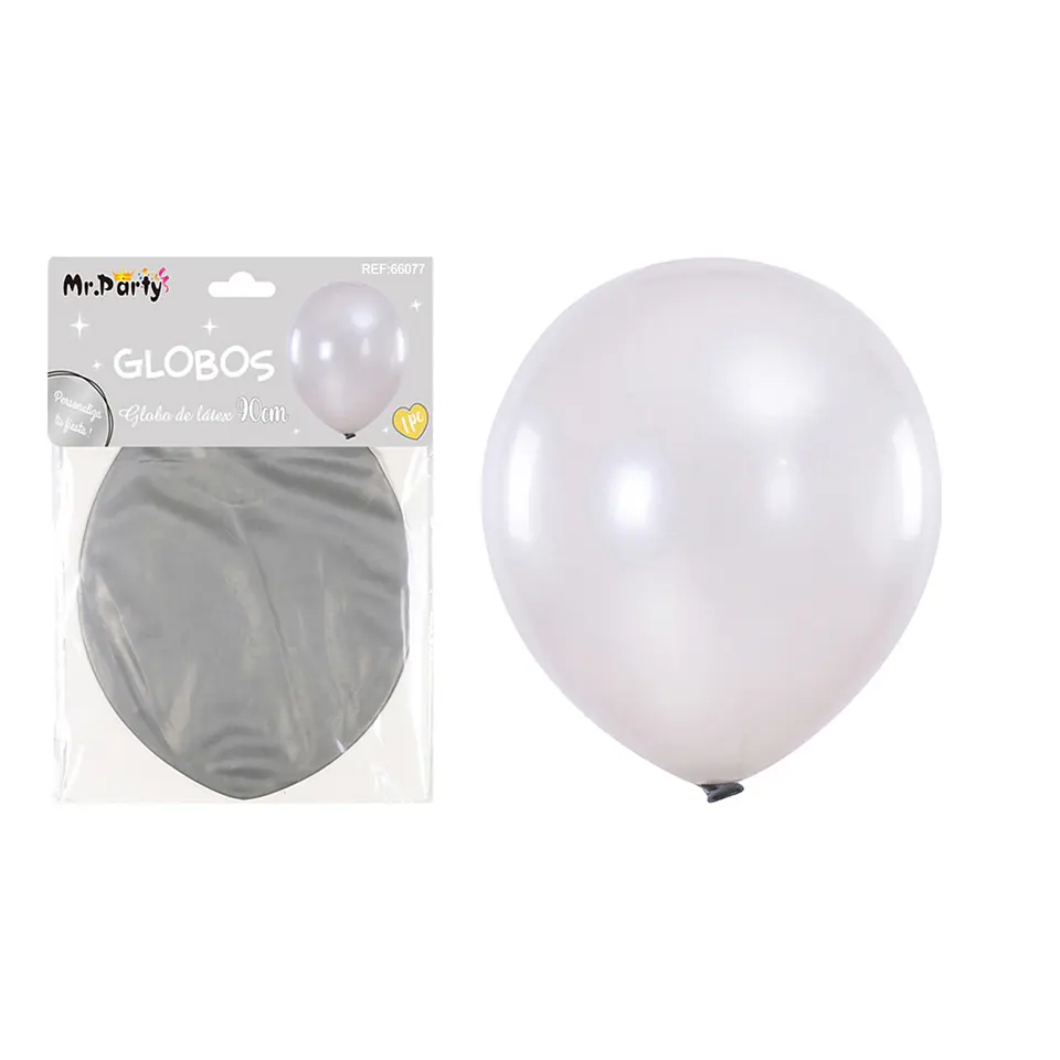 Globos de látex perlado plateado 90cm 1
