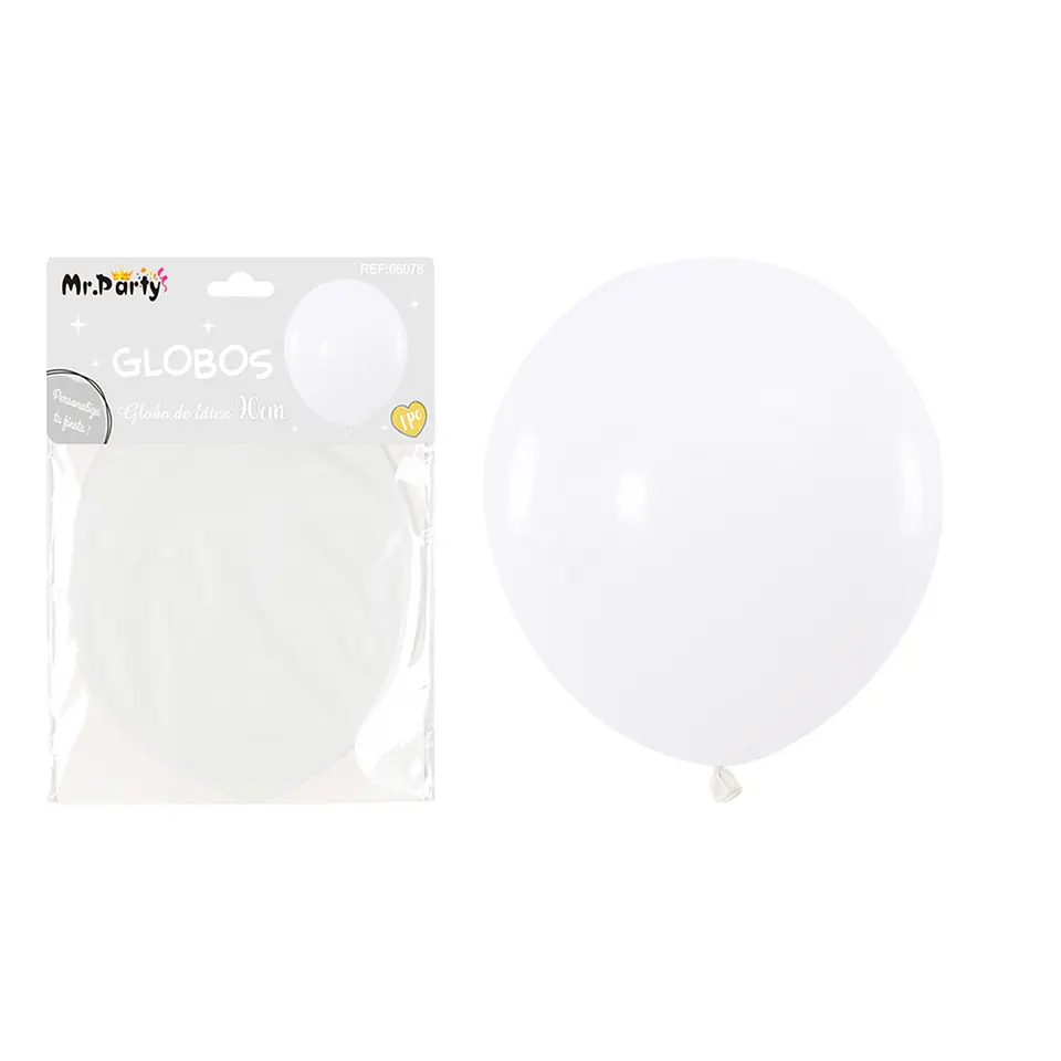 Globos de látex blanco mate 90cm 1