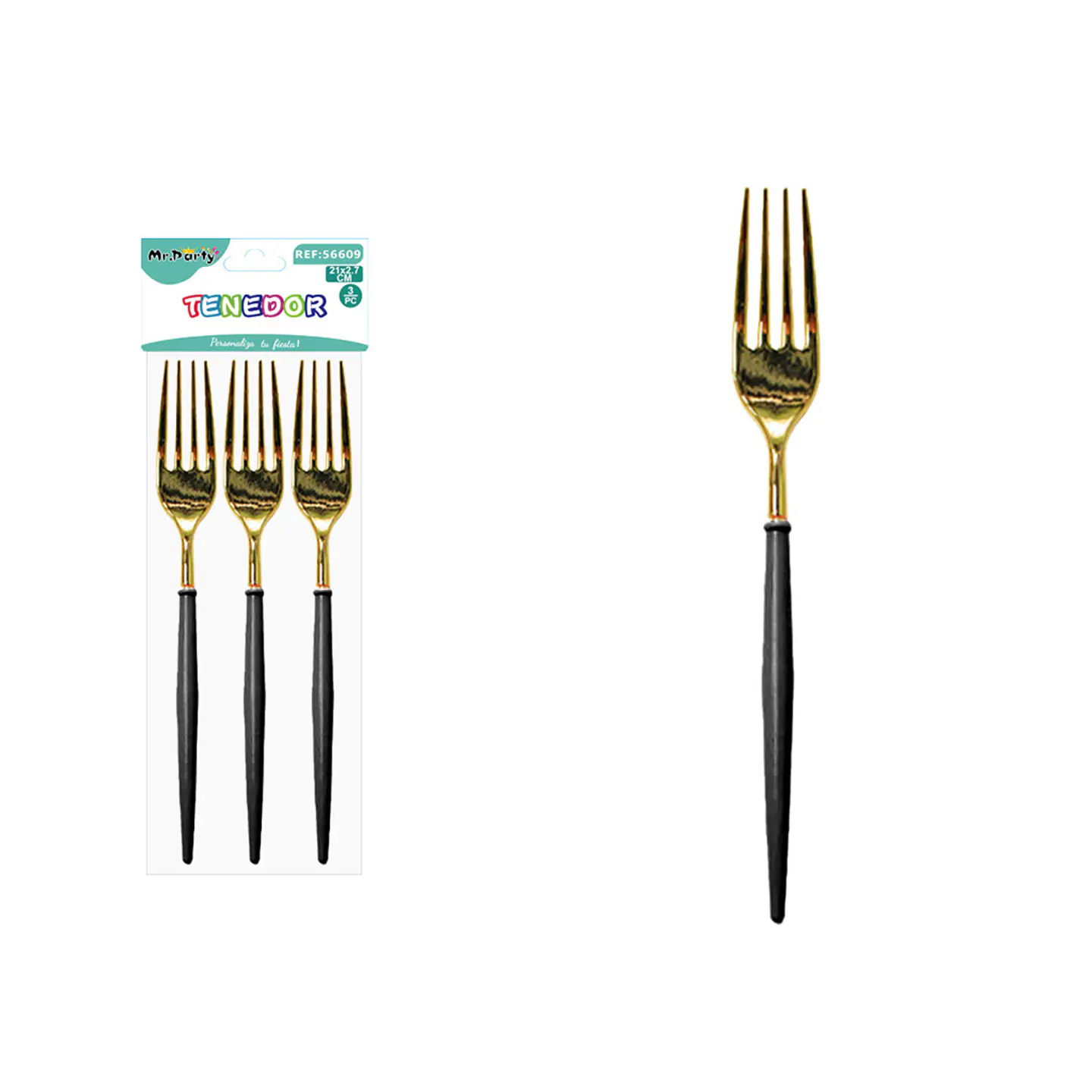 Tenedor dorado negro 21*2.7cm 3pcs 1