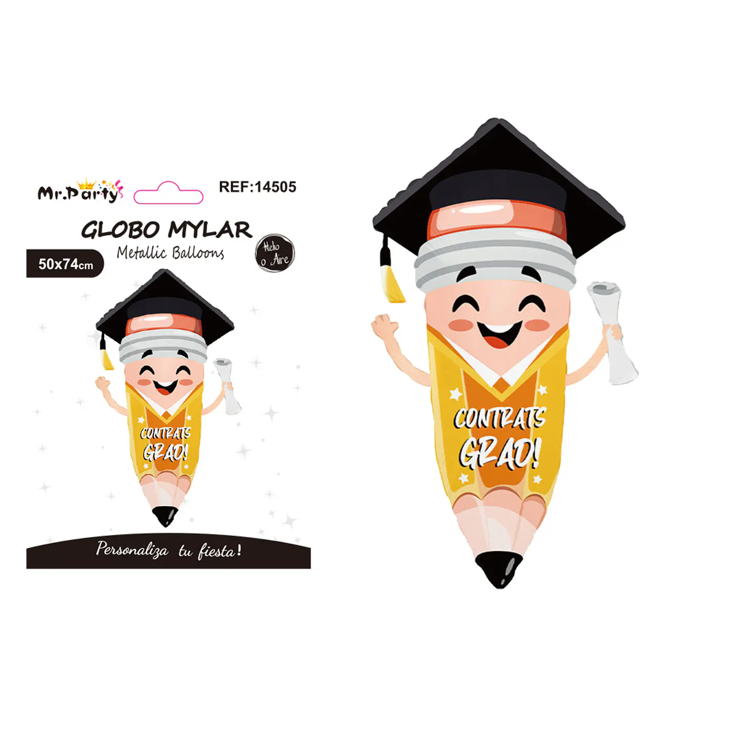 Globo metálico lápiz de graduación Congrats Grad 50*74cm 1