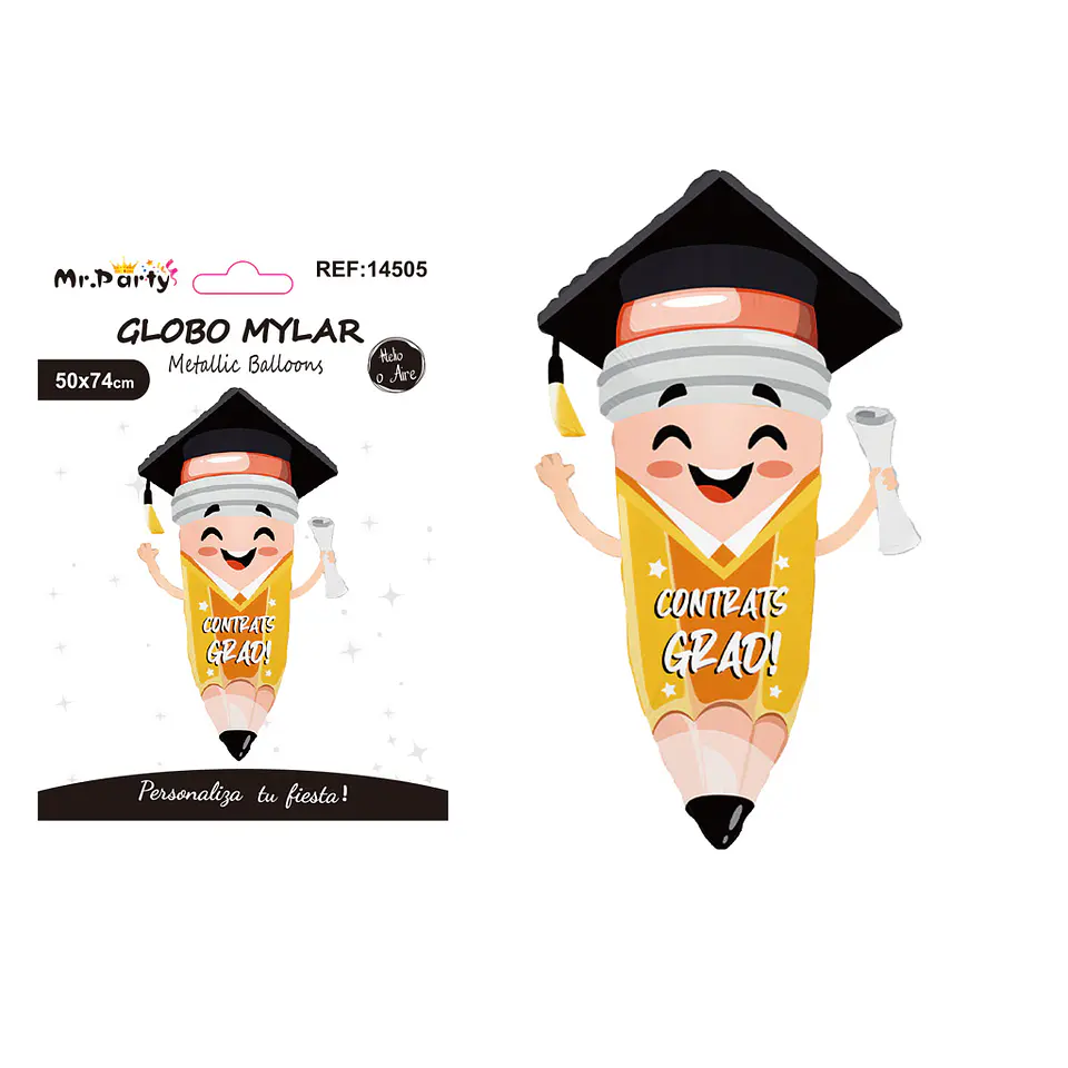 Globo metálico lápiz de graduación Congrats Grad 50*74cm 1