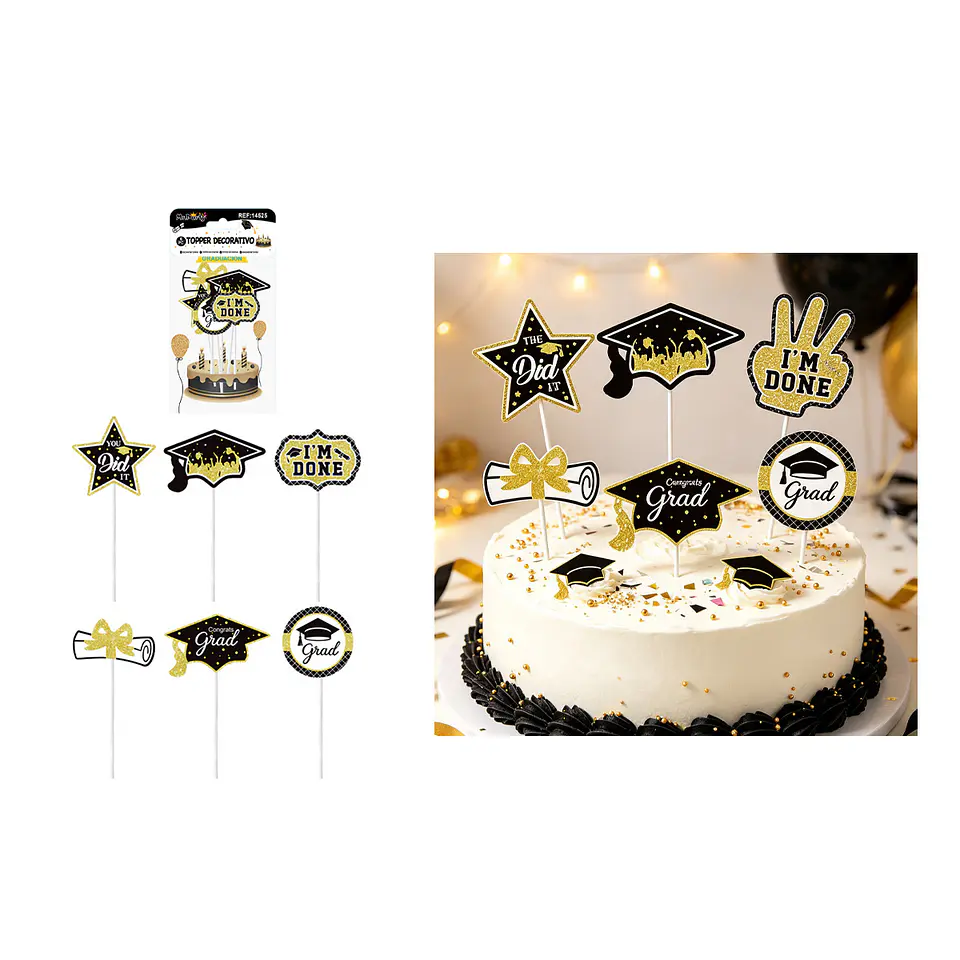Set de toppers decorativos graduación 6pcs 1