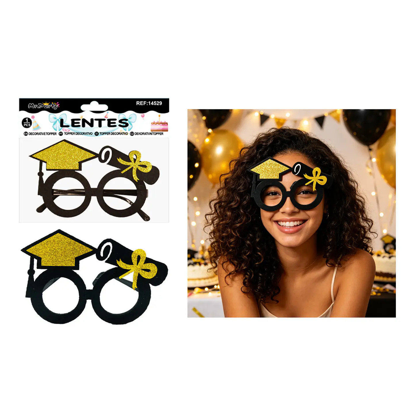 Lentes de fiesta graduación diseño birrete y diploma 17*10.5cm 1