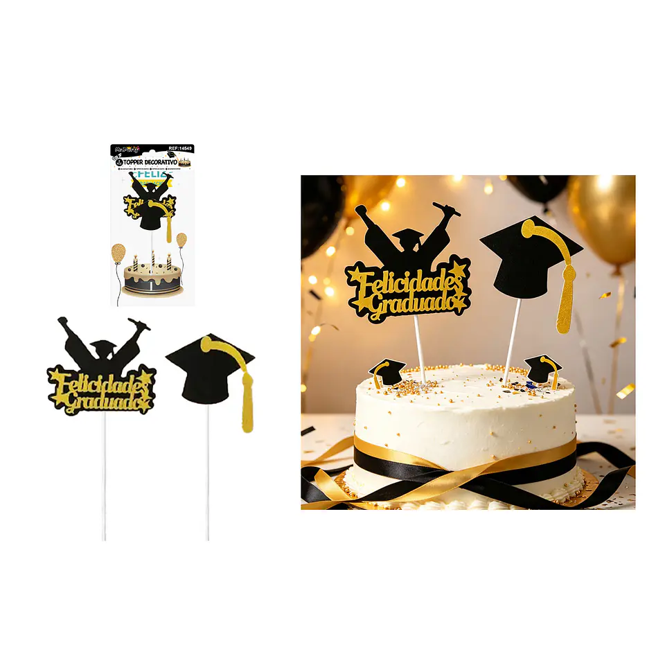 Topper para torta graduación Felicidades Graduado silueta 1