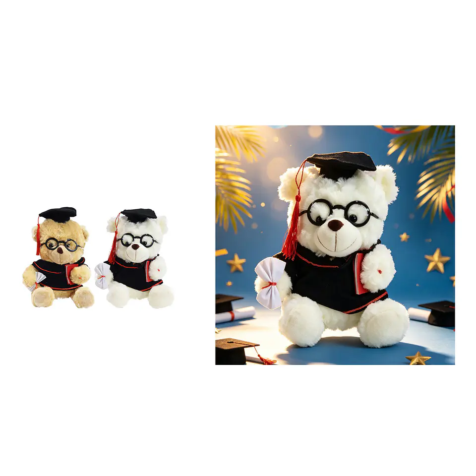 Oso de peluche graduado con toga y lentes 28cm Color Aleatorio 1