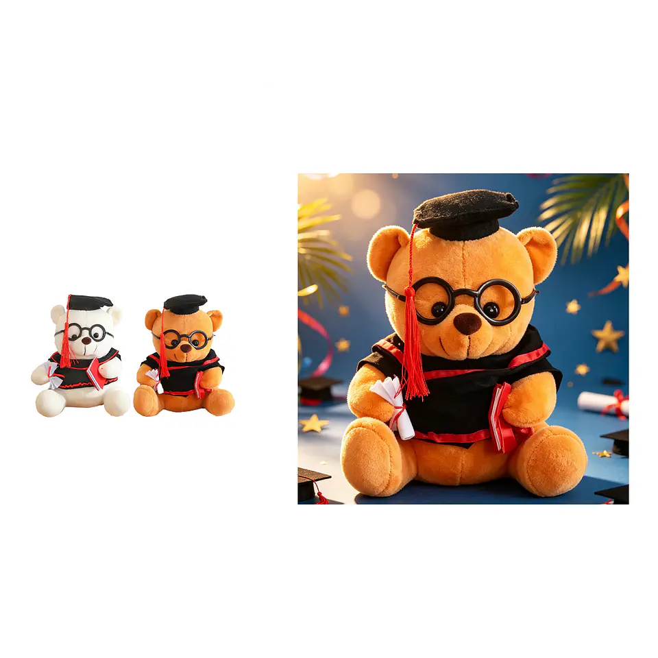 Oso de peluche graduado sentado con toga y lentes 20cm Color Aleatorio 1