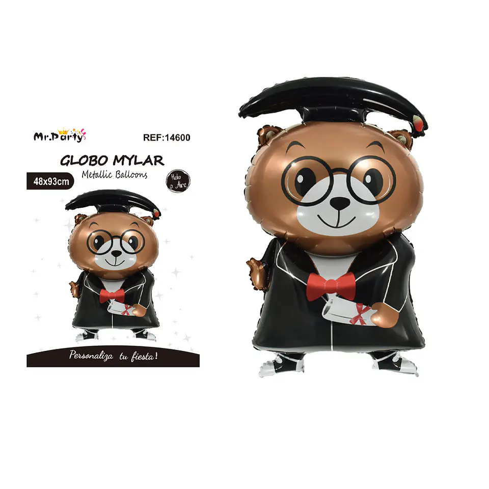Globo metálico oso graduado con lentes y toga 48*93cm 1