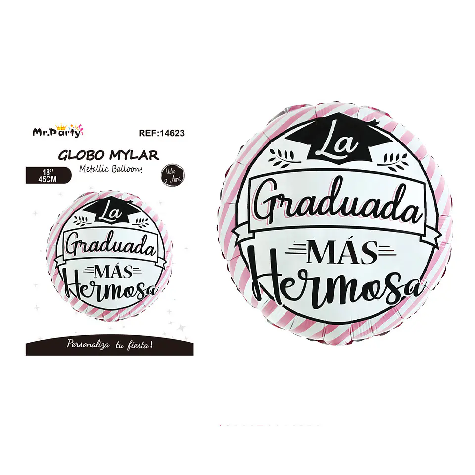 Globo metálico redondo La Graduada más Hermosa 45cm 1