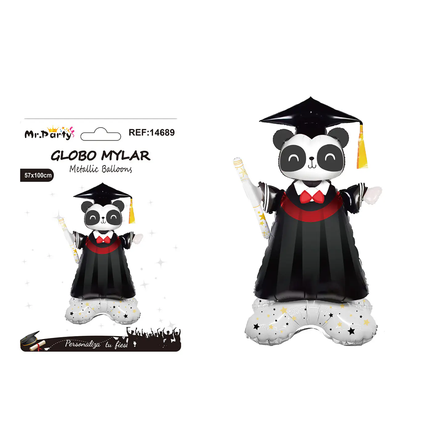 Globo metálico oso panda graduado con diploma 57*100cm 1