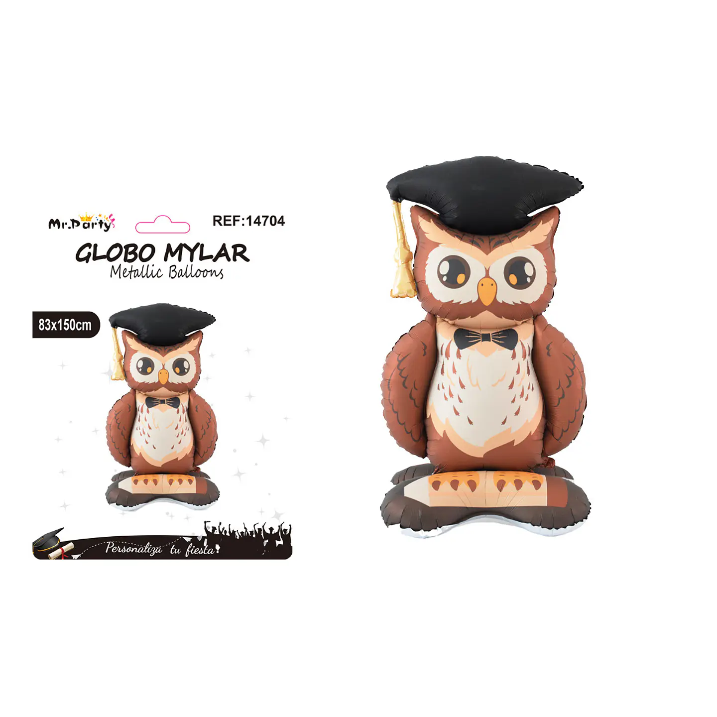Globo metálico búho graduado de pie con lápiz y base 83*150cm 1