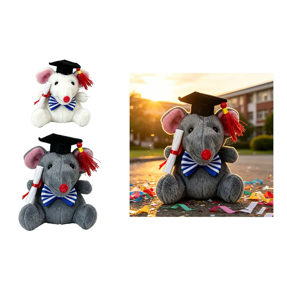 Peluche ratón de graduación 9cm Color Aleatorio 1