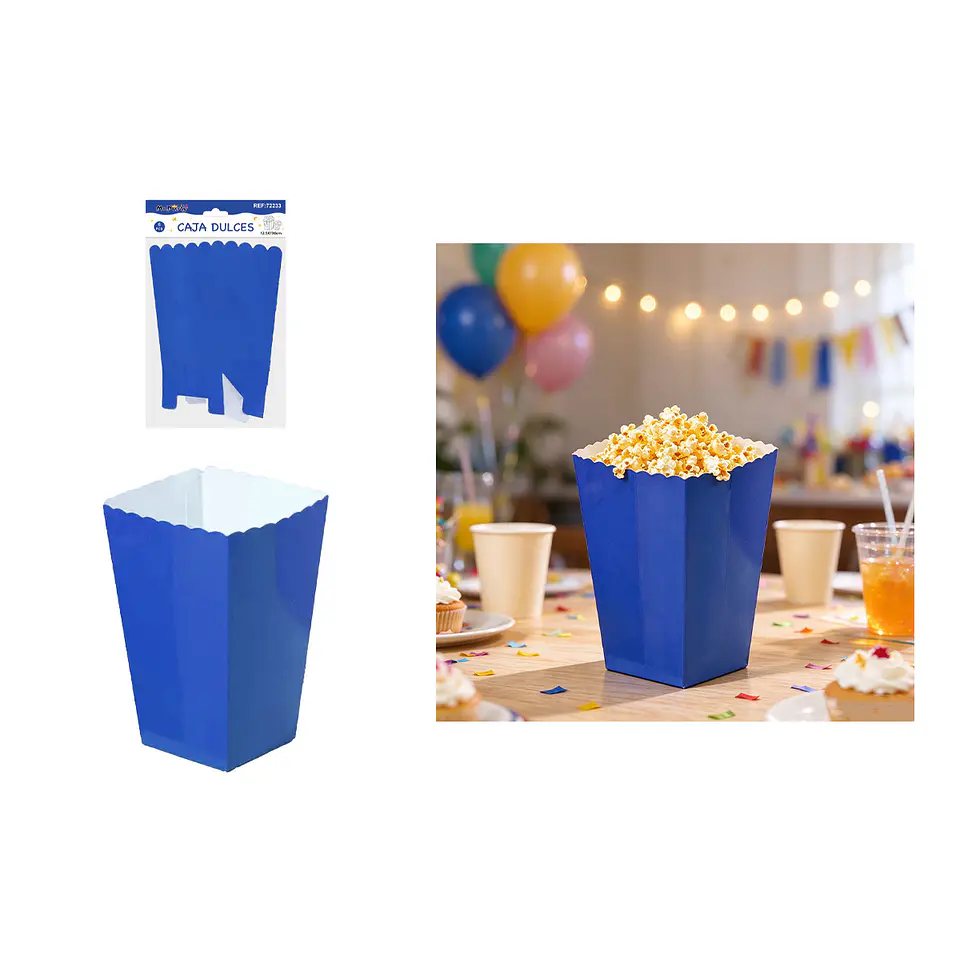 Caja cabritas/dulces ondulada plegable azul royal 12.5*7*6cm 6pcs 1