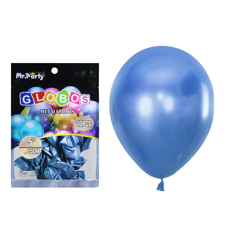 Globos de látex azul cromados metalizados 15cm 20pcs