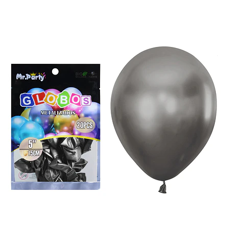 Globos de látex negro cromados metalizados 15cm 20pcs