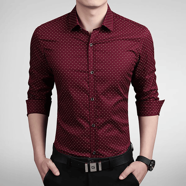 Camisa Slim fit Burdeo con diseño