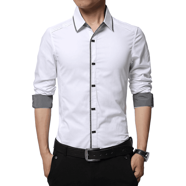 Camisa Blanca Slim fit con broches