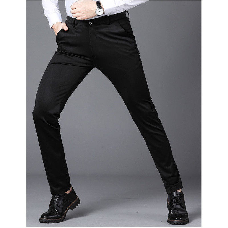 Pantalon negro casimir elasticado slim fit