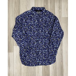 Camisa Slim fit Azul diseño floreado