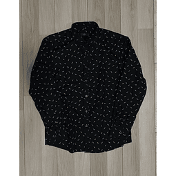 Camisa Slim fit Negra espigas blancas