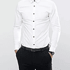 Camisa Slim fit Blanca Botones Negro Azulado