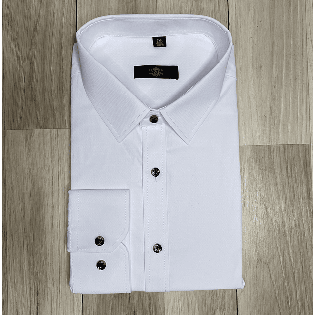 Camisa Slim fit Blanca Botones Negro Azulado