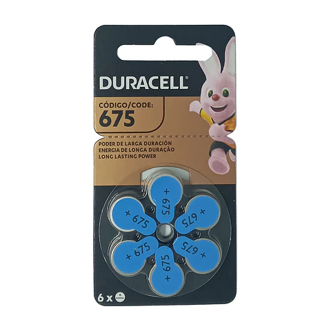 Pilas Duracell 675 para Audífonos – Pack de 6