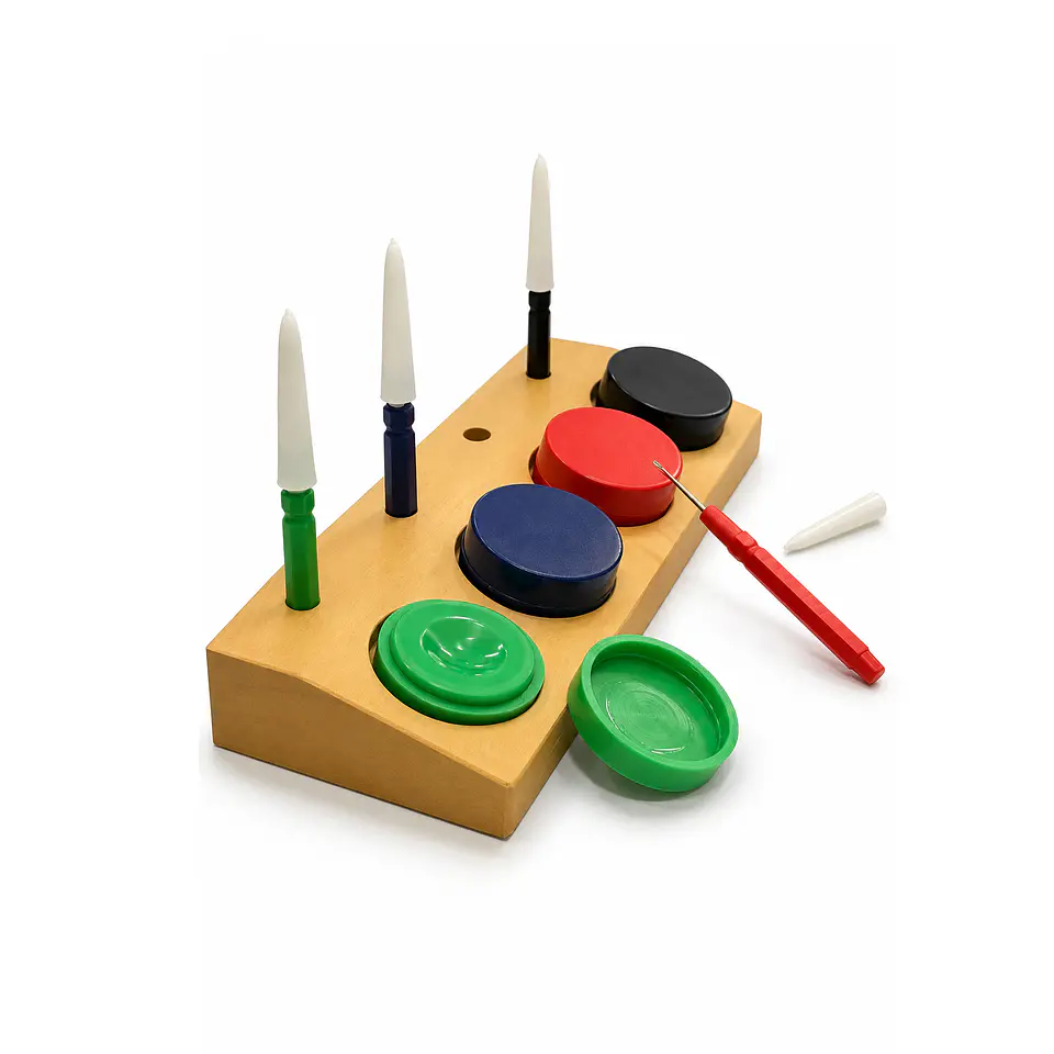 Set de 4 Aceiteras para Relojería con Base de Madera 3
