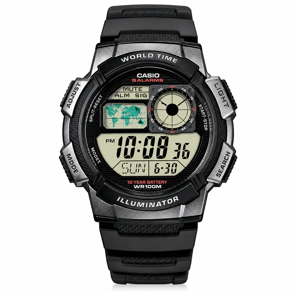 Reloj Casio AE-1000W-1BV Digital World Time Negro 1