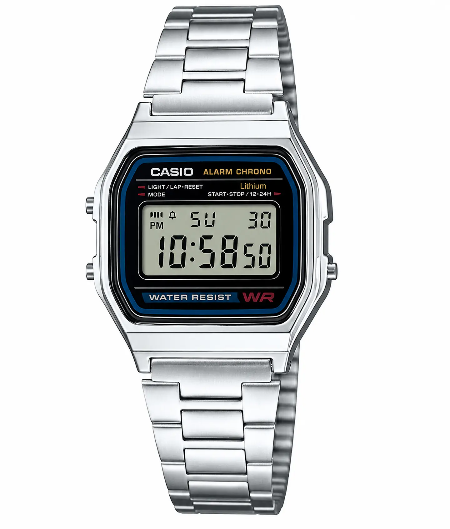 Reloj Casio A158WA-1 Digital Plateado Clásico 1