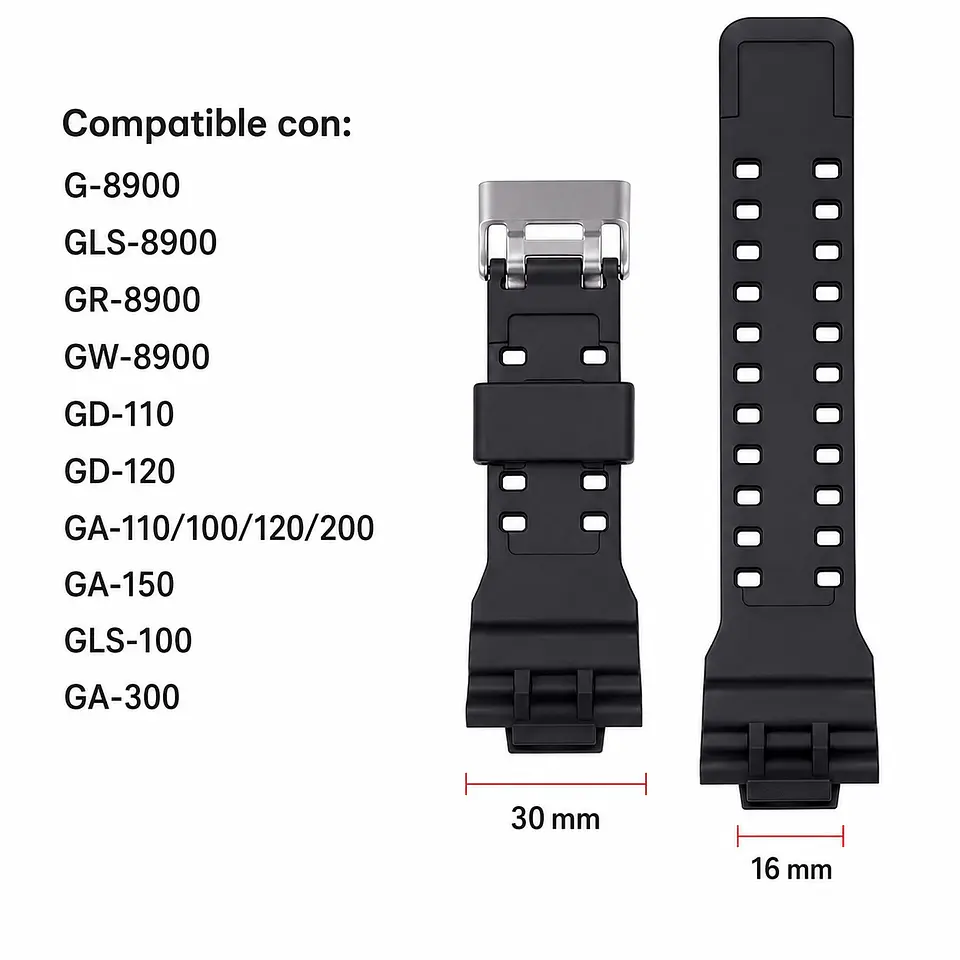 Pulsera de Resina Negra Compatible con Casio G-Shock – Repuesto 4