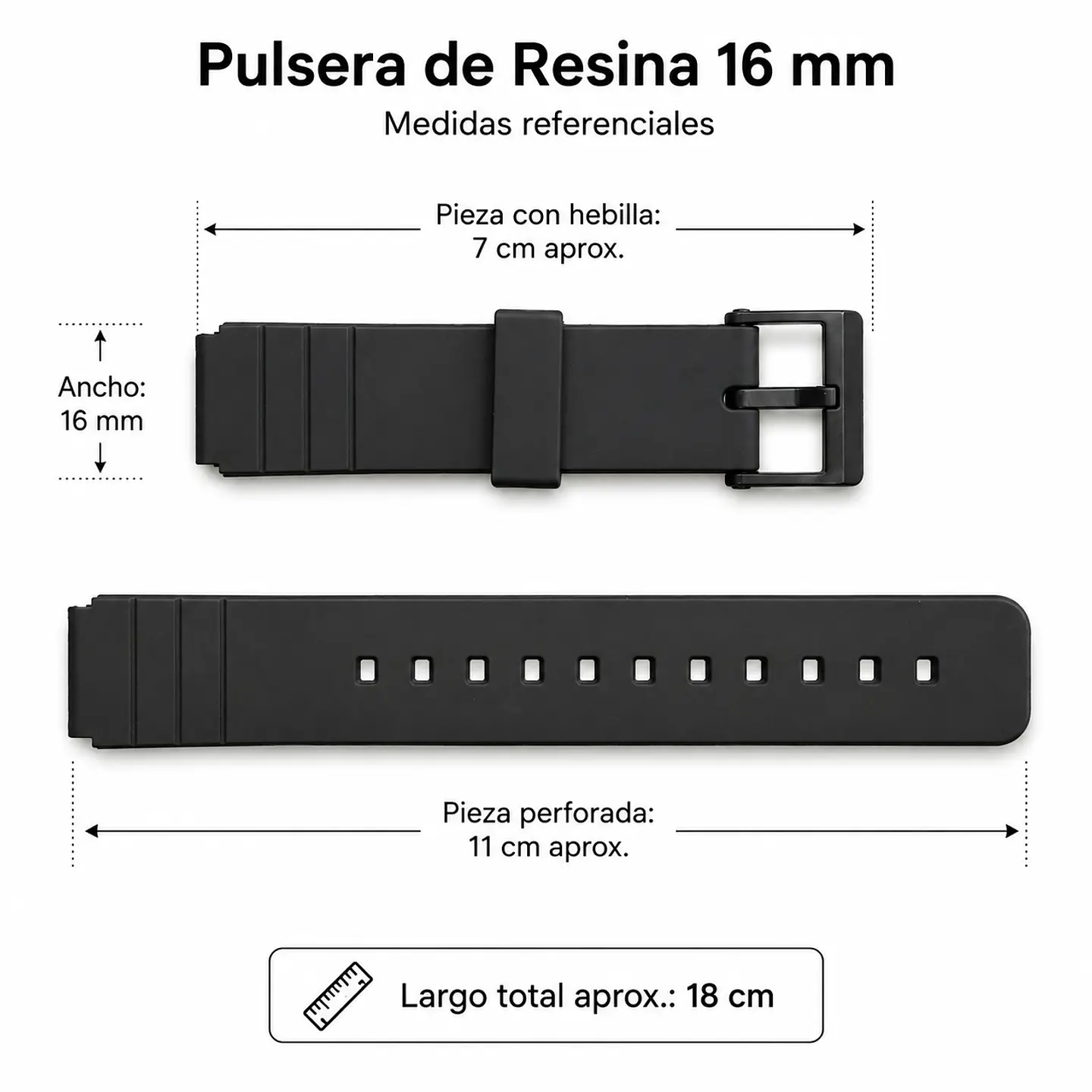 Pulsera de Resina Negra Compatible con Casio MQ-28 3