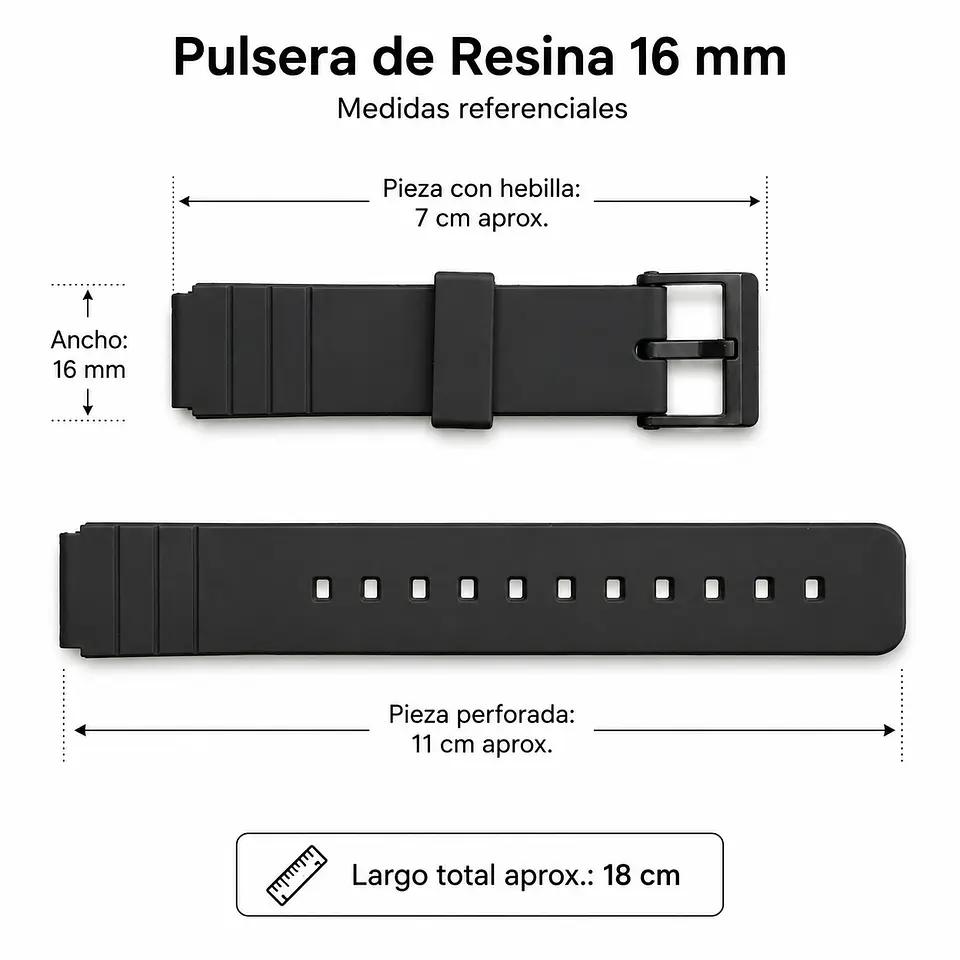Pulsera de Resina Negra Compatible con Casio MQ-28 3