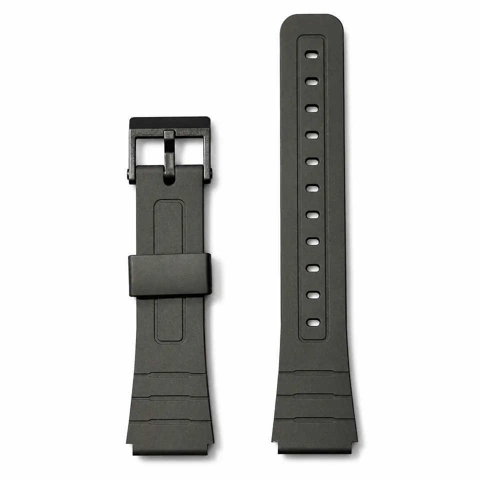 Pulsera de Resina Negra para Reloj con Hebilla Negra Repuesto Casio 18mm 2