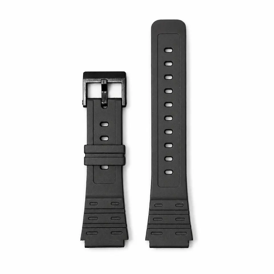 Pulsera de Resina Negra para Reloj con Hebilla Negra Repuesto Casio 18mm 2