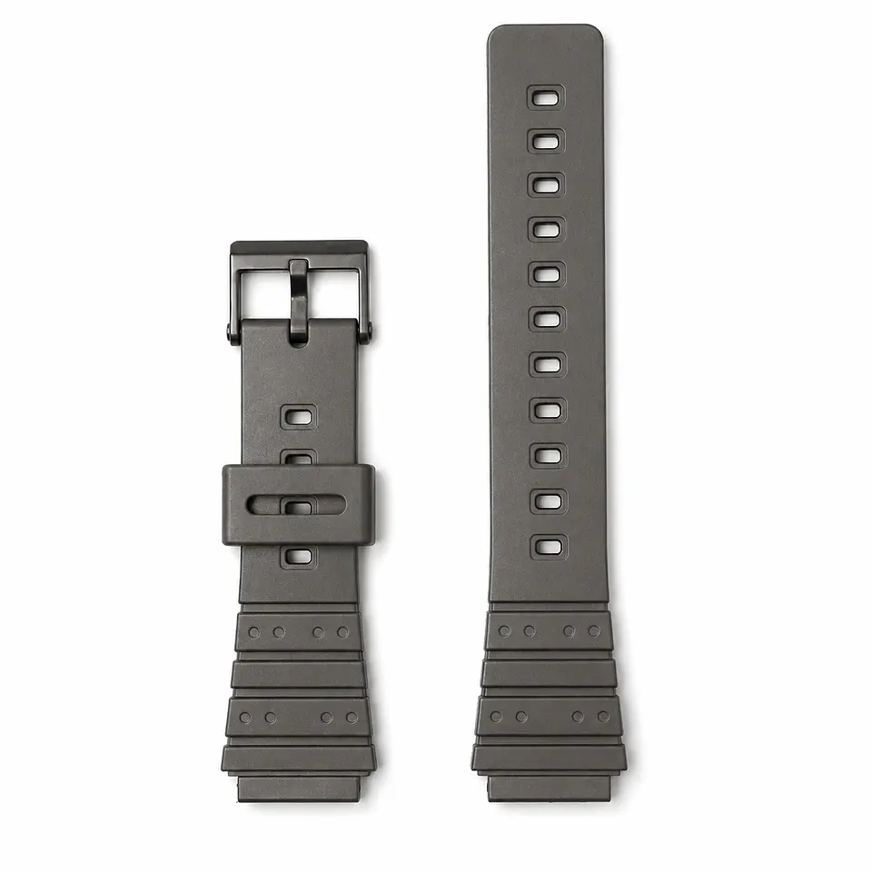 Pulsera de Resina Negra para Reloj con Hebilla Negra Repuesto Casio 20mm 2