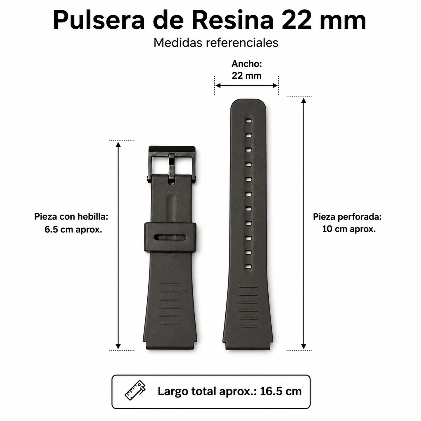 Pulsera de Resina Negra 22 mm Modelo 9613 5