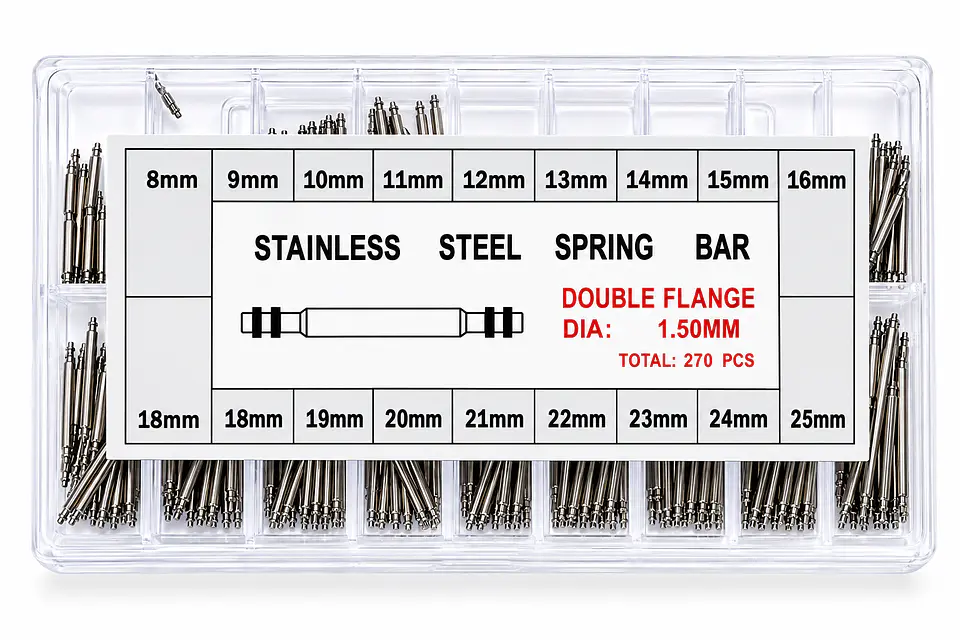 Set de 270 Pasadores para Pulsera de Reloj 8 a 25 mm Acero Inoxidable 1