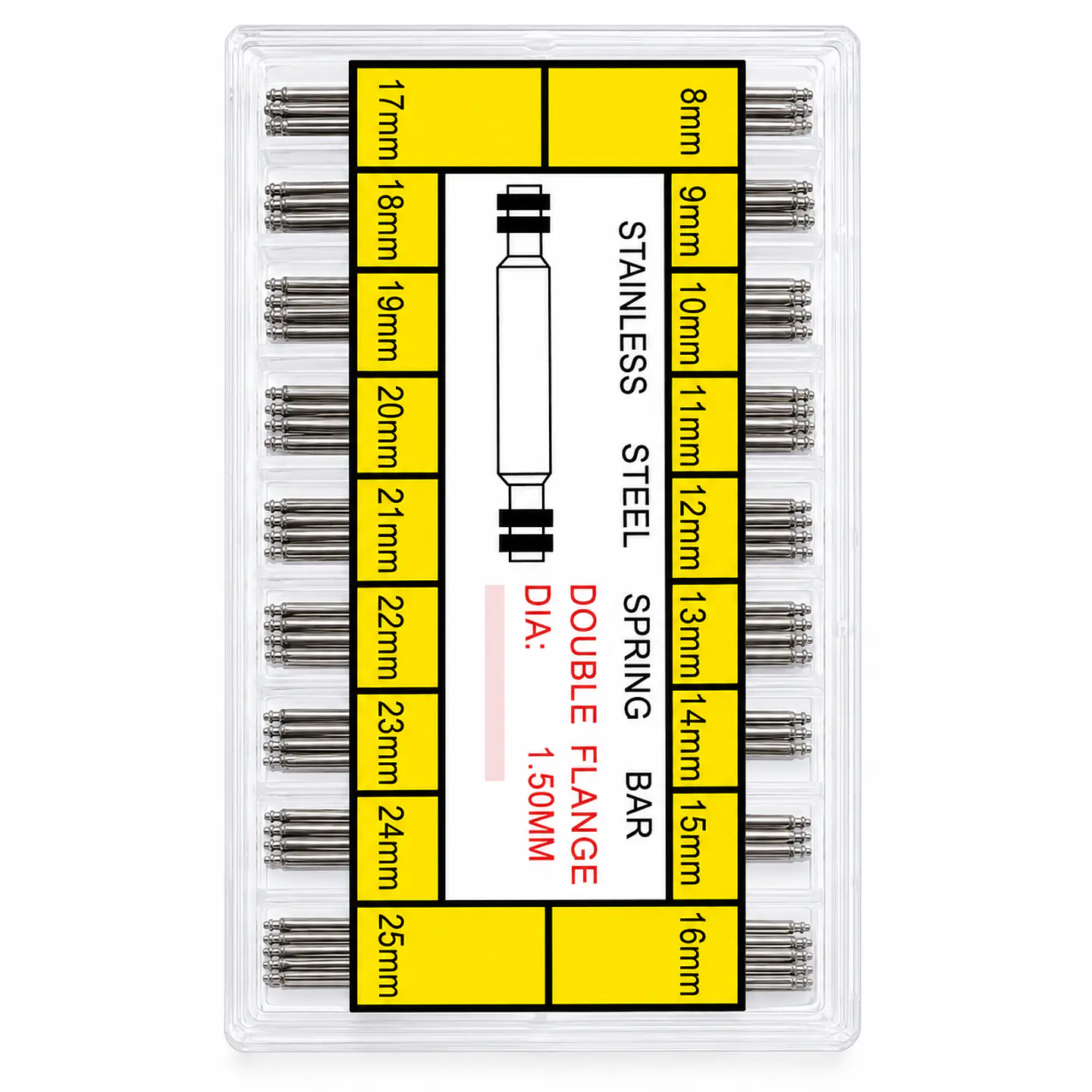 Set de 270 Pasadores para Pulsera de Reloj 8 a 25 mm Acero Inoxidable 4