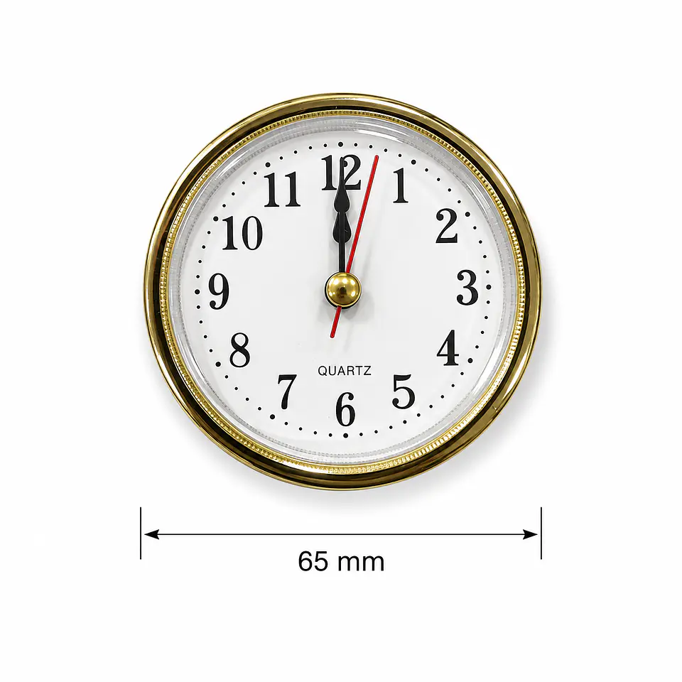 Reloj Quartz Encastrable 65 mm Dorado con Números Arábigos 3