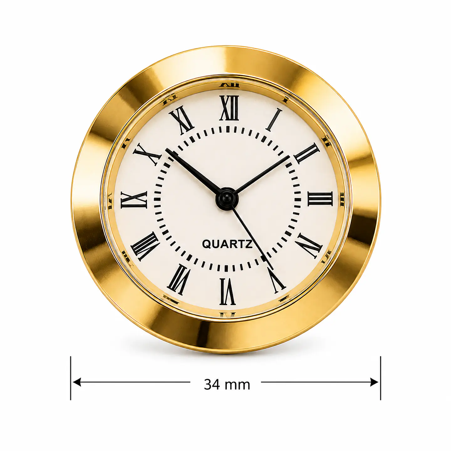 Reloj Quartz Insertable 34 mm Dorado con Números Romanos 3