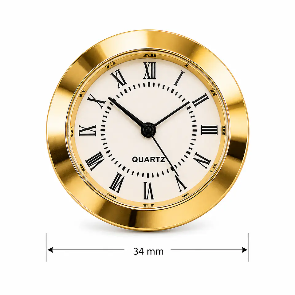Reloj Quartz Insertable 34 mm Dorado con Números Romanos 3