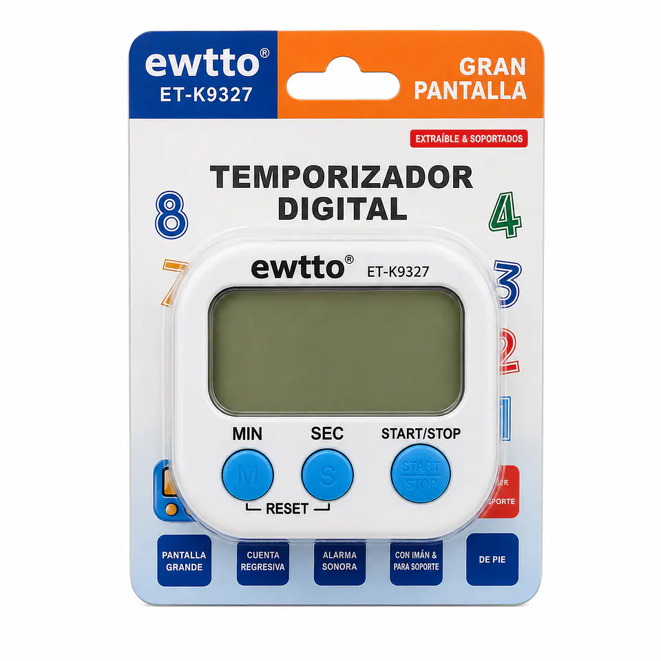 Temporizador Digital EWTTO ET-K9327 con Imán y Soporte 2
