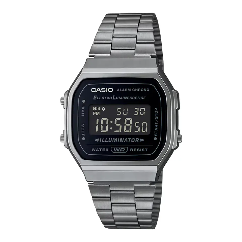 RELOJ CASIO PARA HOMBRE A168WGG-1B ACERO GRIS CARBON 1