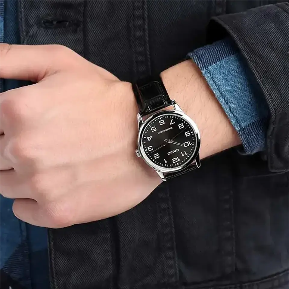 RELOJ CASIO PARA HOMBRE MTP V001L-1B CUERO 3